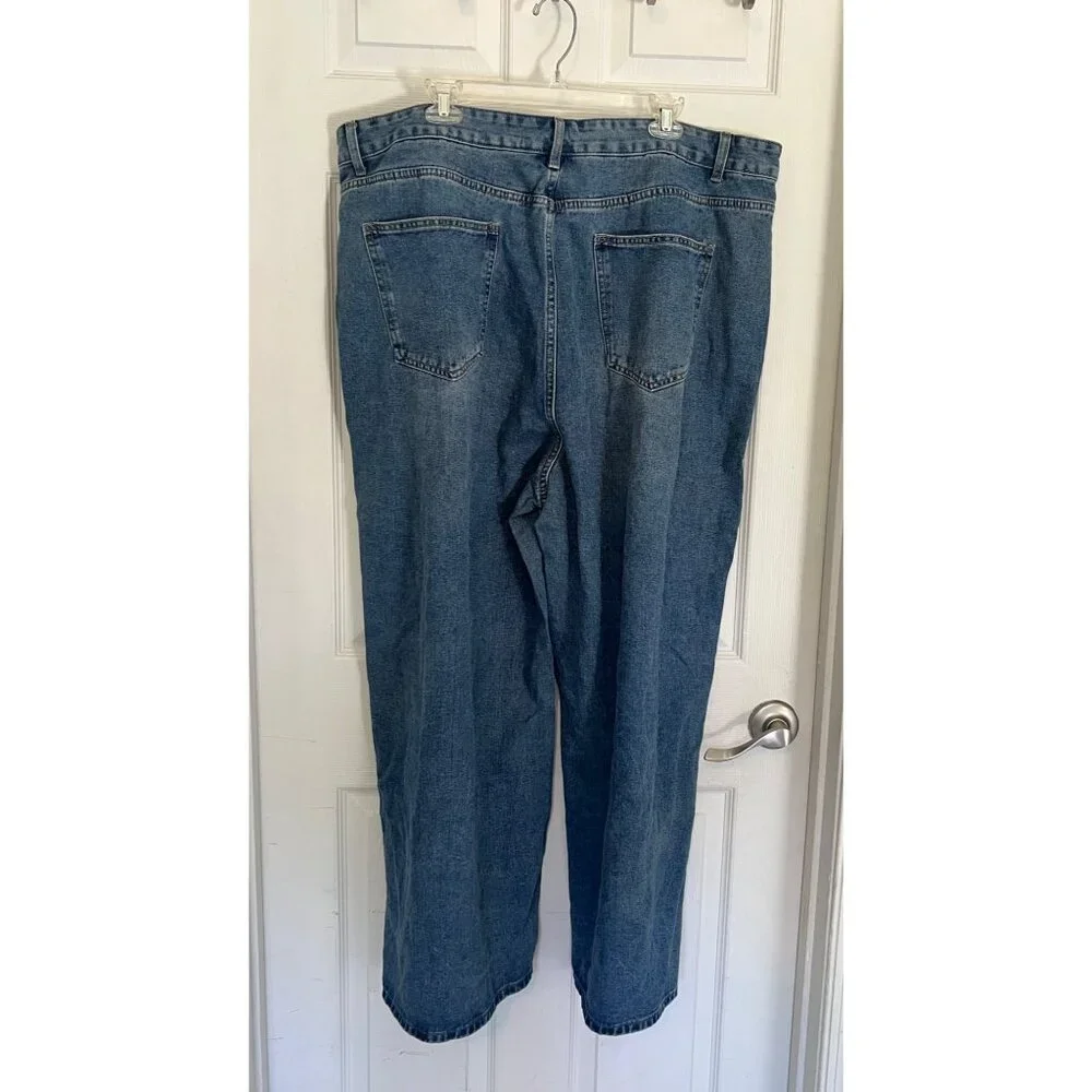 Cider Medium Wash Denim Wide Leg High Rise Women's Jeans 3XL NWT - Picture 3 of 7